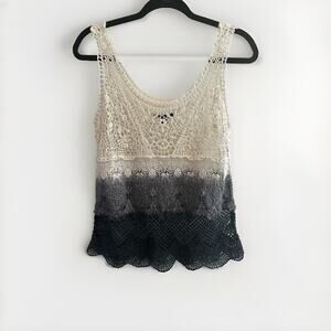 American Eagle Womens Ombré Crochet Tank Top Small Cottagecore Boho Dainty Sheer